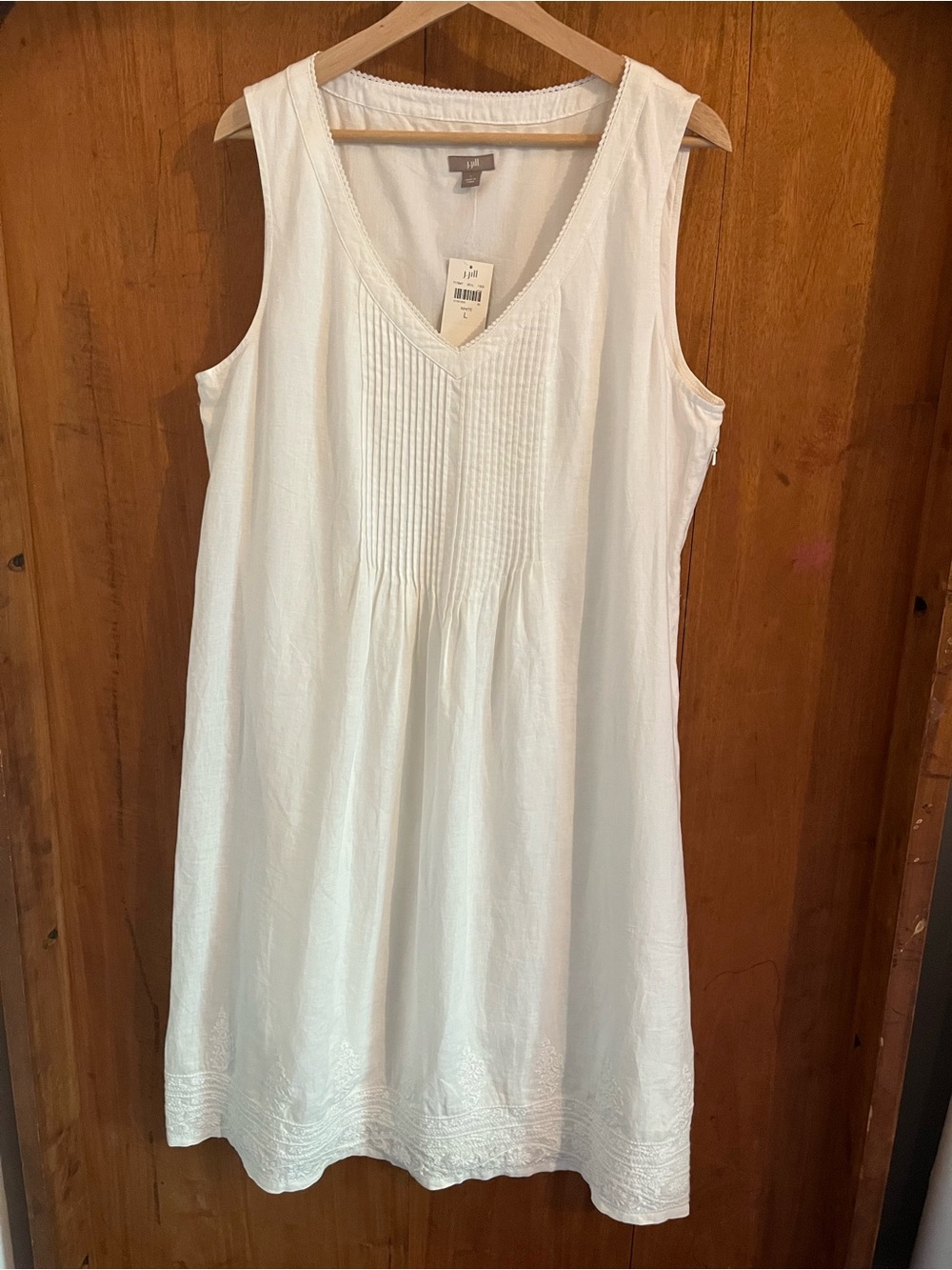 J. Jill White V-Neck Pintuck Dress